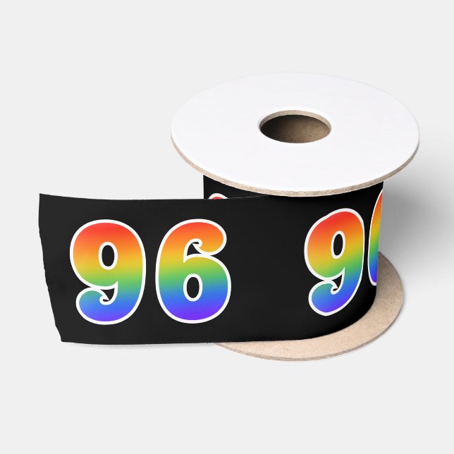 Ruban En Satin Fun, Rainbow Motif "96" Numéro d'événement (noir) (Bobine)
