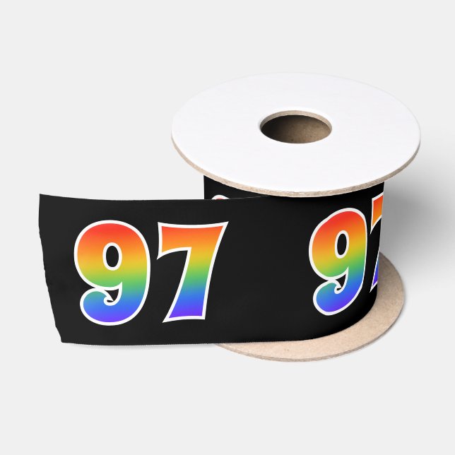 Ruban En Satin Fun, Rainbow Motif "97" Numéro d'événement (noir) (Bobine)
