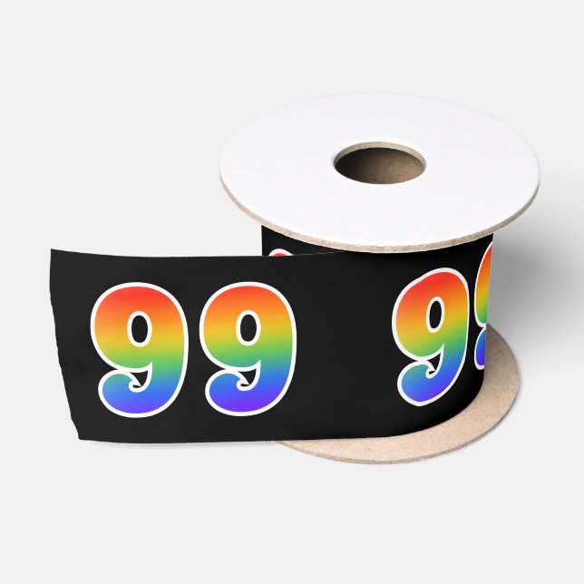 Ruban En Satin Fun, Rainbow Motif "99" Numéro d'événement (noir) (Bobine)