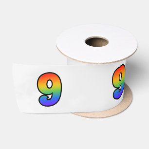 Ruban En Satin Fun, Rainbow Motif "9" Numéro d'événement (Gris)