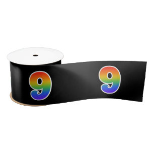 Ruban En Satin Fun, Rainbow Motif "9" Numéro d'événement (noir)