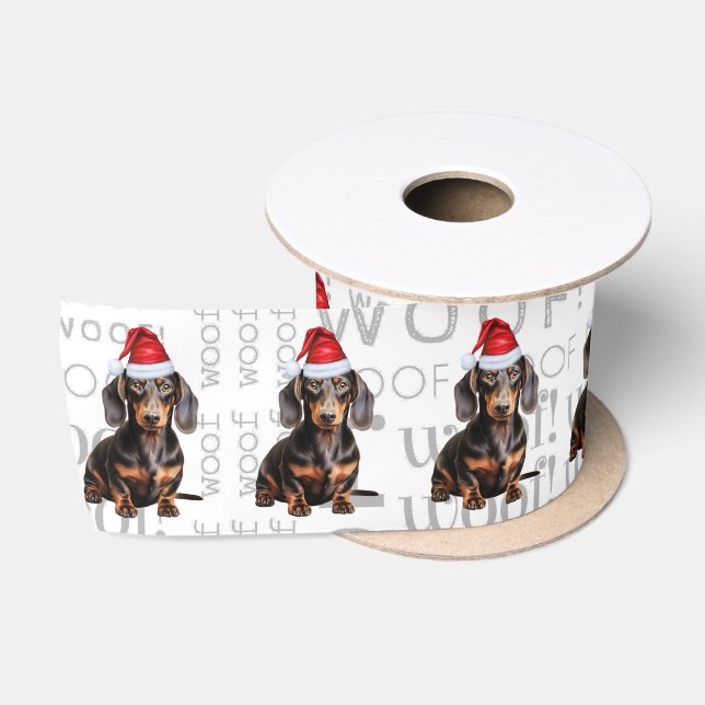 Ruban En Satin Funny Dog Lover Smooth Coat Dachshund Santa (Bobine)