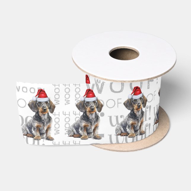 Ruban En Satin Funny Dog Lover Wirehaired Dachshund Santa (Bobine)