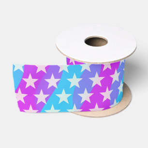 Ruban En Satin Funny Stars Motif transparent + votre arrière - pl