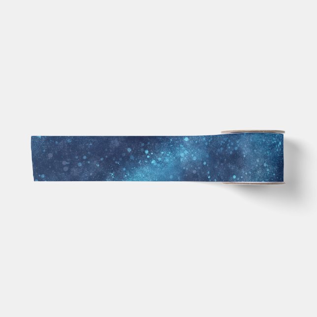 Ruban En Satin Galaxie Bleue Étincelle Abstraite (Devant)