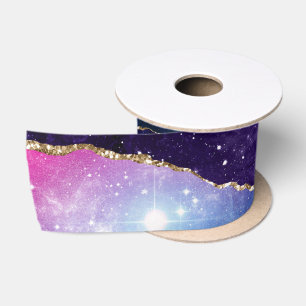 Ruban En Satin Galaxie en pierre d'Agate de marbre Étoiles brill