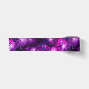 Ruban En Satin Galaxie Marbre Rose, Violet & Bleu Aquarelle
