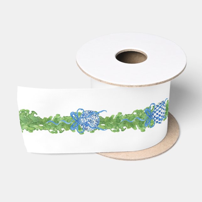 Ruban En Satin Garland, Grandmillenium, Chinoiserie Bleue & Blanc (Bobine)