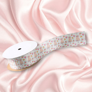 Ruban En Satin Gâteau rose superposé motif de gâteau de douche de