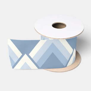 Ruban En Satin géométrique Abstraite, bleu et blanc cassé 2