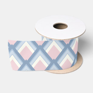 Ruban En Satin géométrique Abstraite, bleue, rose et blanc cassé
