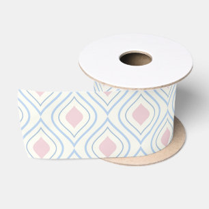 Ruban En Satin géométrique Abstraite, bleue, rose et blanc cassé