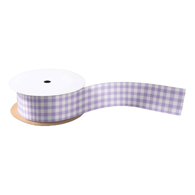 Ruban En Satin Gingham Classique Lavande Douce (Bobine)