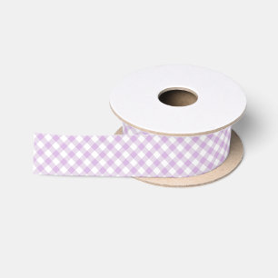 Ruban En Satin Gingham Rétro Douce Lilas