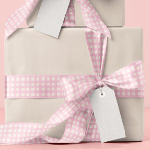 Ruban En Satin Gingham Texturé Rose