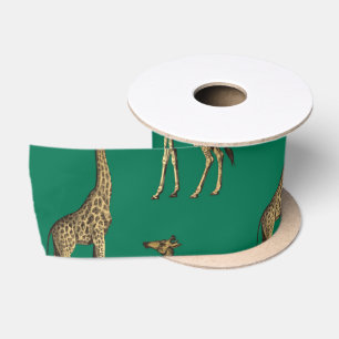 Ruban En Satin Girafe Mammifère Vert Emeraude Animal Sauvage Afri
