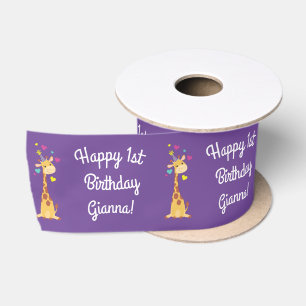 Ruban En Satin Giraffe Anniversaire de enfant Party Cute