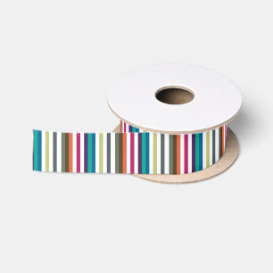 Ruban En Satin Girly Bold Rainbow Big Horizontal Stripes Motif