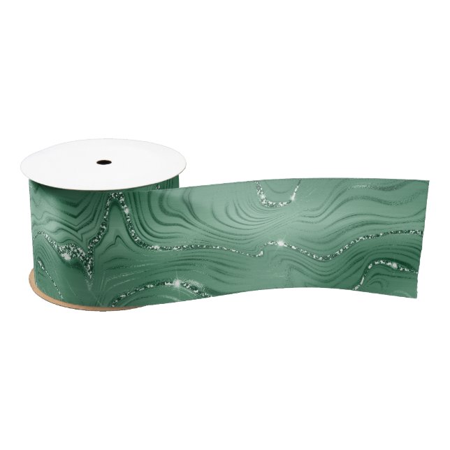 Ruban En Satin Glam Green Glittery (Bobine)