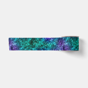 Ruban En Satin Glamour Océan Paillettes Violettes et Turquoise