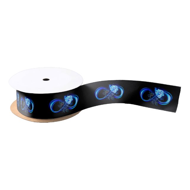Ruban En Satin Glowing infinity with blue rose (Bobine)