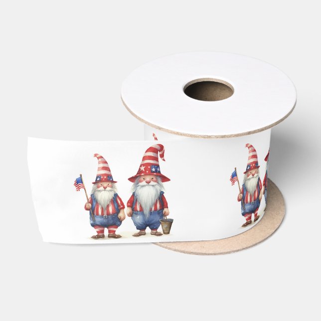 Ruban En Satin Gnomes patriotiques américains (Bobine)