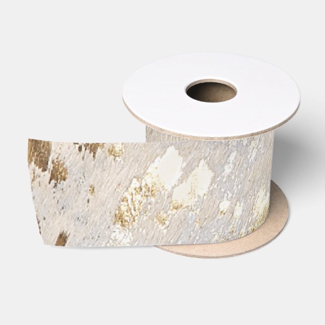 Ruban En Satin Gold Cowhide Print Metallic (Bobine)
