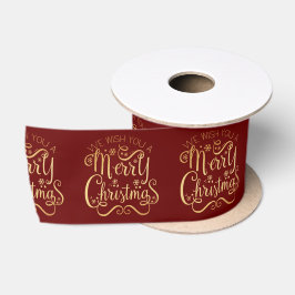 Ruban En Satin Gold Joyeux Noël Typographie Red Holiday