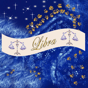 Ruban En Satin Gold & Parties scintillant Peint Libra & Gold Nom