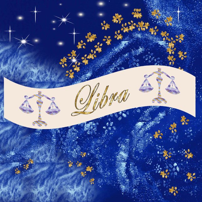 Ruban En Satin Gold & Parties scintillant Peint Libra & Gold Nom (Créateur téléchargé)