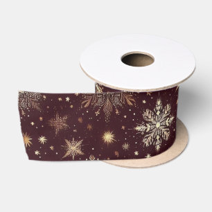 Ruban En Satin Golden Frost : Festive Snowflake Wonderland