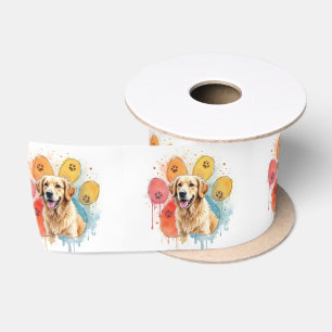 Ruban En Satin Golden Retriever dans une empreinte