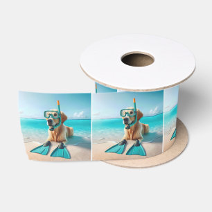 Ruban En Satin Golden Retriever portant tuba et palmes