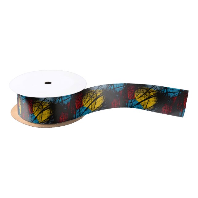 Ruban En Satin Gothique Bleu foncé Noir Rouge Jaune (Bobine)