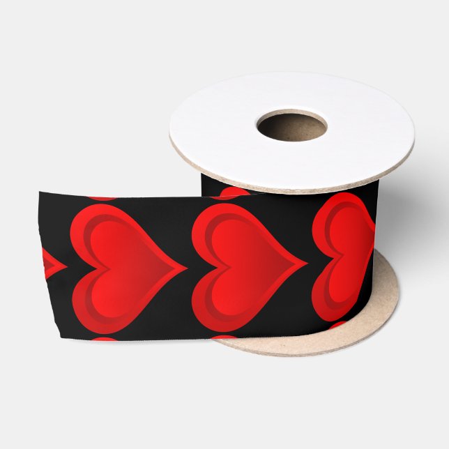 Ruban En Satin Gradients RED LOVE HEART + votre texte et vos idée (Bobine)