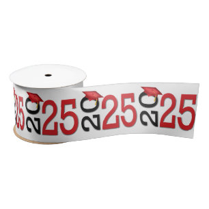 Ruban En Satin Graduation 2024 Rouge et Noir