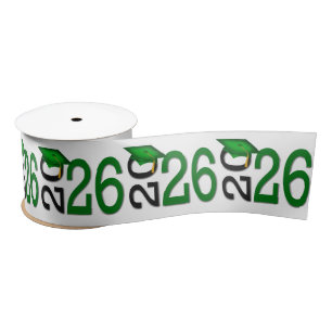 Ruban En Satin Graduation 2025 Vert et Noir