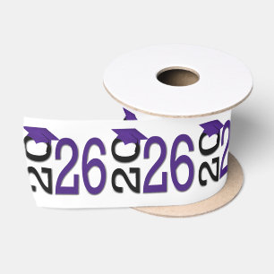 Ruban En Satin Graduation 2025 Violet et Noir
