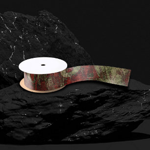 Ruban En Satin Graffiti peint Grunge Automne Rouge Vert rouille