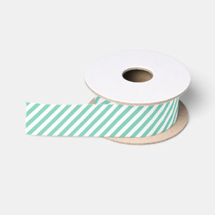 Ruban En Satin Grandes diagonales blanches et vertes