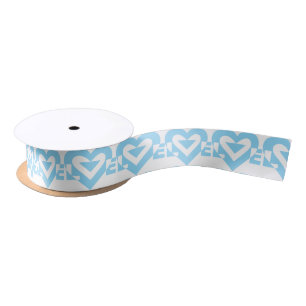 Ruban En Satin Graphique d'amour cool, Bleu