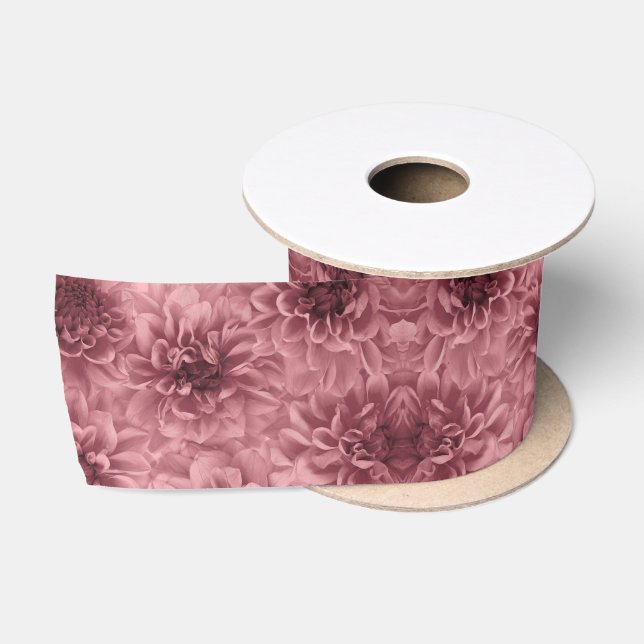 Ruban En Satin Grappe florale Mauve Dahlias (Bobine)