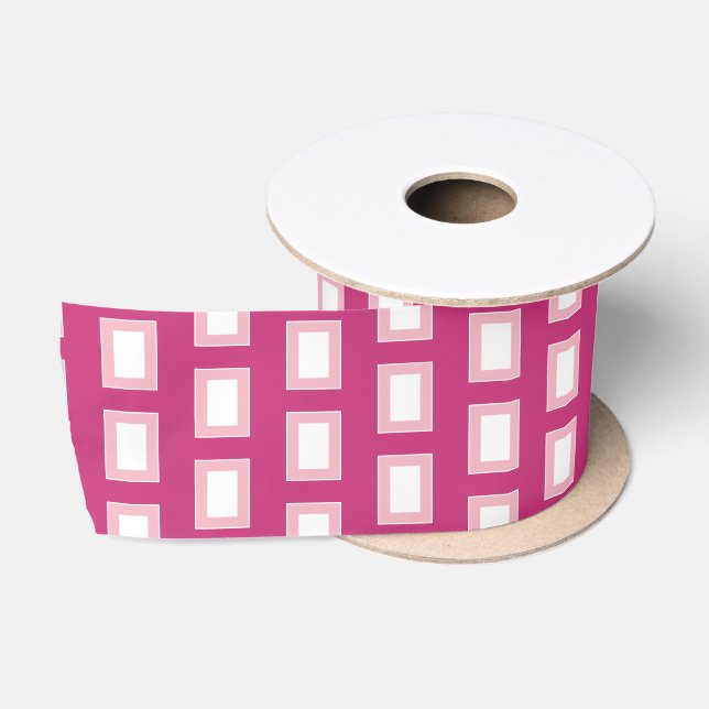 Ruban En Satin Gras clair rose et blanc Funky Retro (Bobine)