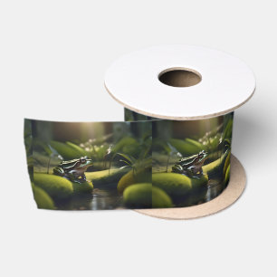Ruban En Satin Green Frog Forest Life,