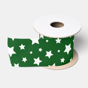 Ruban En Satin Green White Stars Noël