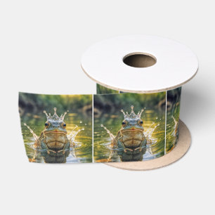Ruban En Satin Grenouille portant une couronne d'eau
