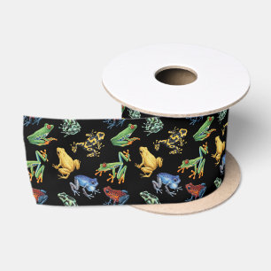 Ruban En Satin Grenouilles sur noir