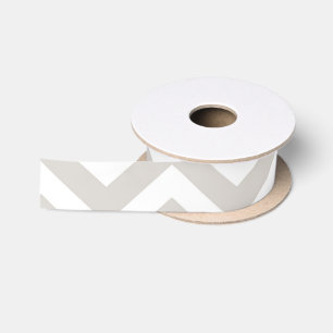 Ruban En Satin Gris argenté & Blanc Chevron Épais Mariage Anniver