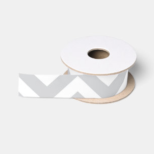 Ruban En Satin Gris & Blanc Chevron Épais Mariage Anniversaire V1