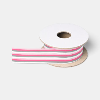 Ruban En Satin Gris rose, rose chaud, blanc et fusain 
